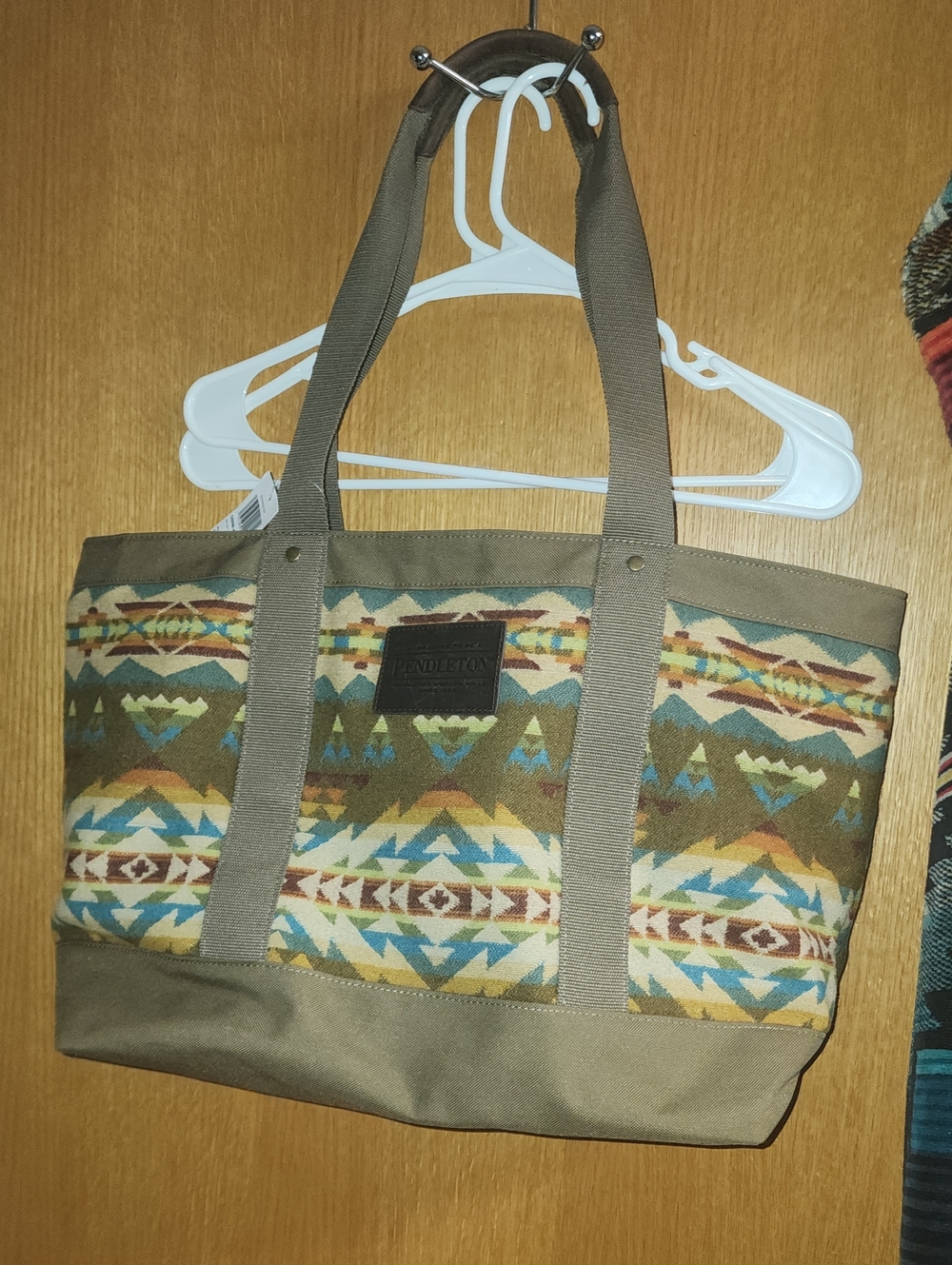 Pendleton Olive Multi Tribal Canvas Tote